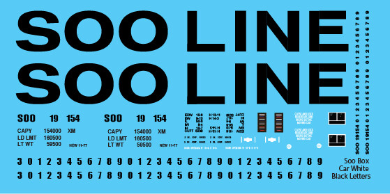 Soo Box Car White Black Letters Decals