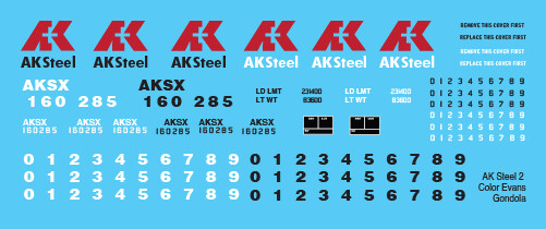 AK Steel Evans Gondola 2 Color Scheme Decals