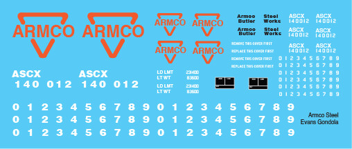 Armco Steel Evans Gondola Decals