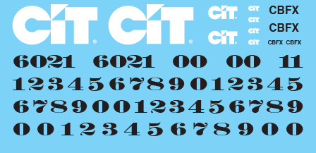 CIT Rail Resources (CBFX) Locomotive Black Letters Decals