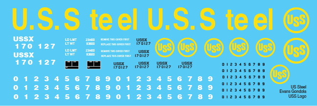 US Steel Evans Gondola USS Logo Decals