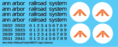 HO Scale - Ann Arbor Caboose Faded MDOT Logo Decals