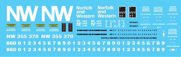 Norfolk Western 4 Door Auto Parts Black Scheme Decals