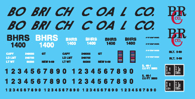 Bobrich Coal Co 1400 series High Side Gondola Decals