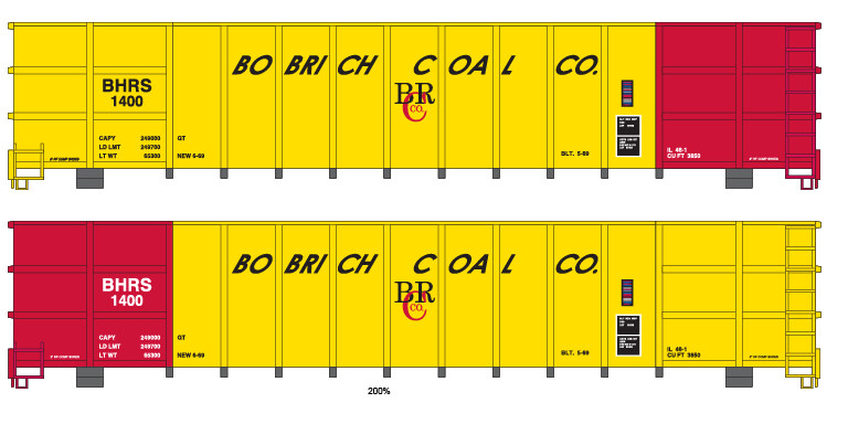 Bobrich Coal Co 1400 series High Side Gondola Decals