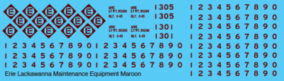 N Scale - Erie Lackawanna Maintenance Equipment Maroon Decals