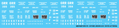 Georgetown Railroad Ortner Brown White Decals