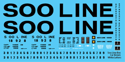 N Scale - Soo Line Box Car White Black Letter Decals