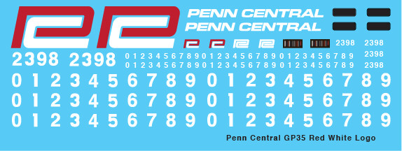 N Scale - Penn Central Locomotive Red White Logo
