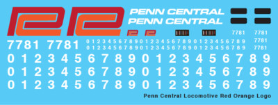 Penn Central Locomotive Decals Red Orange