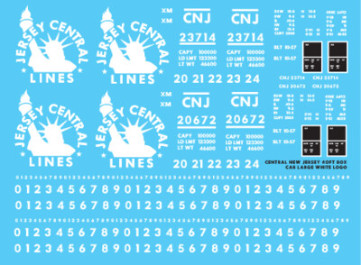 Jersey Central Lines, CRR of NJ 1-13 HO Scale CNJ ALCO S-1 and S-2 Decals 