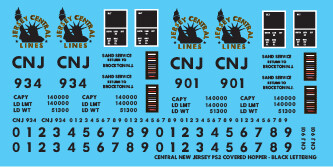 Central New Jersey PS2 Covered Hopper Black Lettering Decals