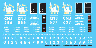 Central New Jersey PS2 Covered Hopper White Lettering Decals