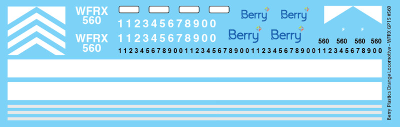 Berry Plastics Orange GP15 Locomotive Decal
