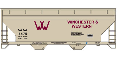 HO Scale - Winchester &amp; Western Railroad 2-bay Centerflow Logo Decal Set
