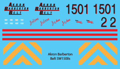 Akron &amp; Barberton Belt SW1500s (1985-1994) Decal Set