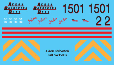 Akron & Barberton Belt SW1500s (1985-1994) Decal Set