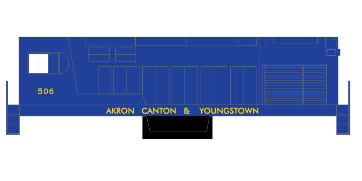 Akron Canton &amp; Youngstown Locomotive Blue/Yellow Decals