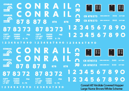 Conrail Covered Hopper Airslide 40ft Large Name Brown/White