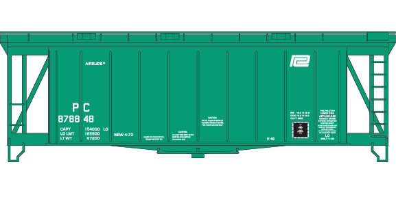 Penn Central Covered Hopper Airslide 40ft Small Logo