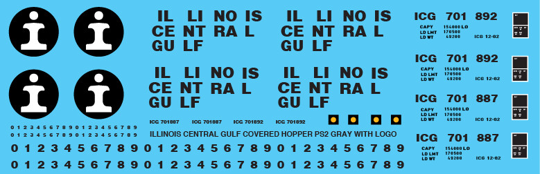 Illinois Central Gulf 2 Bay PS2 Gray with Logo Decals