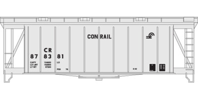 N Scale - Conrail Covered Hopper Airslide 40ft Small Name White/Black