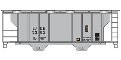 HO Scale - EJE Covered Hopper 2 Bay PS2 Gray Decals