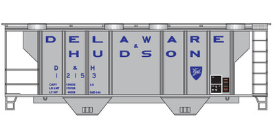 HO Scale - D&amp;H Covered Hopper 2 Bay PS2 Gray Small Logo
