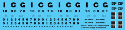 N Scale - ICG 2 Bay PS2 Orange Initials Only Decals