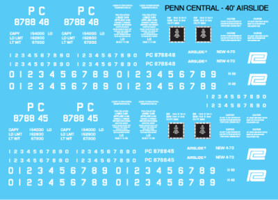 Penn Central Covered Hopper Airslide 40ft Small Logo