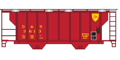 HO Scale - D&amp;H Covered Hopper 2 Bay PS2 Red Small Logo