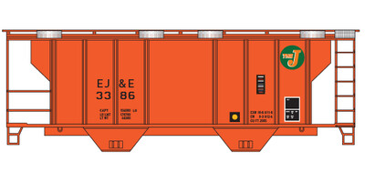 N Scale - EJE Covered Hopper 2 Bay PS2 Orange Decals