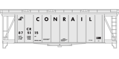 N Scale - Conrail Covered Hopper Airslide 40ft Large Name White/Black