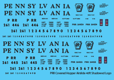 Pennsylvania Railroad Covered Hopper Airslide 40ft Shadowed Logo