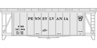 Pennsylvania Railroad Covered Hopper Airslide 40ft Shadowed Logo