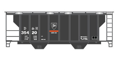 HO Scale - D&amp;H Cv Hopper 2 Bay PS2 Gray Sand Service