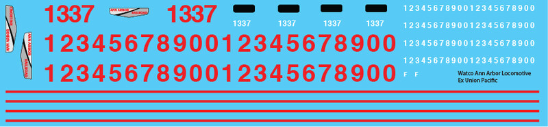 HO Scale - Ann Arbor Railroad - Yellow & Gray Locomotive Decals