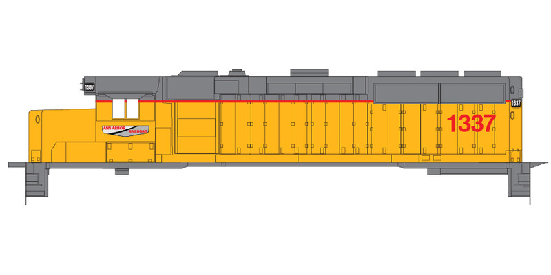 HO Scale - Ann Arbor Railroad - Yellow & Gray Locomotive Decals
