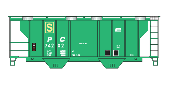 N FN-266 Penn Central 70T Gray Covered Hopper Decals by Highball Graphics PC CR 
