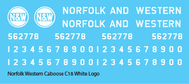 Norfolk Western C-18 Caboose White Logo Decals