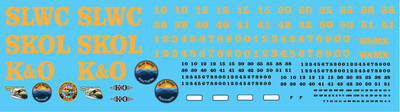 N Scale - WAMX Locomotive Decal Set 1 (BLU,SLWC,SKOL,K&amp;O)