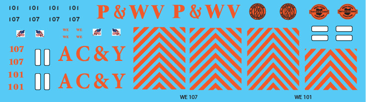 Wheeling and Lake Erie Heritage Locomotive Decal Set (P&amp;WV, AC&amp;Y)