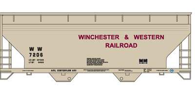 HO Scale - Winchester &amp; Western Railroad 2-bay Centerflow Text Only Decal Set