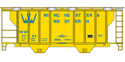 HO Scale - Winchester &amp; Western Railroad Yellow/Blue Covered Hopper Decals
