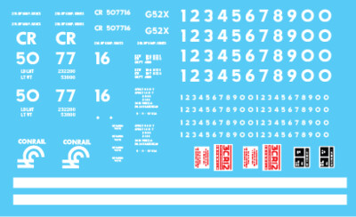 HO Scale - Conrail G52X Coalporter - White Lettering Decal Set