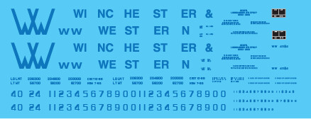 N Scale - Winchester & Western Railroad Yellow/Blue Covered Hopper Decals