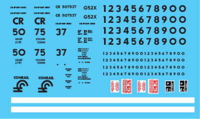 HO Scale - Conrail G52X Coalporter Prototype - Gray/Black scheme Decal Set.
