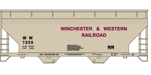 Winchester &amp; Western Railroad 2-bay Centerflow Text Only Decal Set