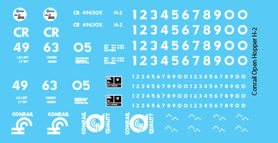 HO Scale - Conrail H2 4-Bay Open Hopper Decal Set