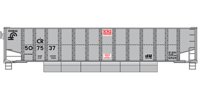 HO Scale - Conrail G52X Coalporter Prototype - Gray/Black scheme Decal Set.